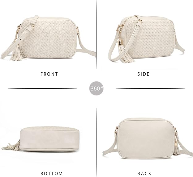 Woven Boho Crossbody Bag, Casual Summer Shoulder Purse for Ladies, Small Lightweight Cross Body Handbag with Large Capacity | Fits Mini Tablet, Long Wallet, Made of Premium Vegan Leather