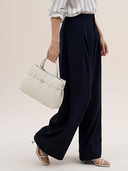 Women's Medium Vegan Leather Satchel Bag, Top Handle Work Handbag with Detachable Adjustable Shoulder Straps, Casual Daily Crossbody Purse for Ladies