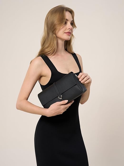 Women's Trendy Top-Handle Leather Handbags, Stylish Clutch Shoulder Purses with 2 Adjustable Removable Straps