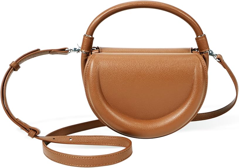 Leather Crossbody Bag for Women, Half-Moon Shoulder Bag & Top-Handle Handbag