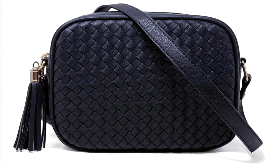 Woven Boho Crossbody Bag, Casual Summer Shoulder Purse for Ladies, Small Lightweight Cross Body Handbag with Large Capacity | Fits Mini Tablet, Long Wallet, Made of Premium Vegan Leather