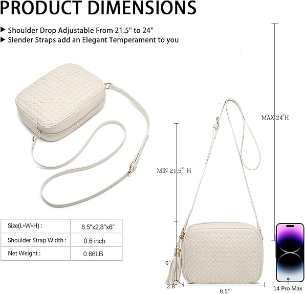 Woven Boho Crossbody Bag, Casual Summer Shoulder Purse for Ladies, Small Lightweight Cross Body Handbag with Large Capacity | Fits Mini Tablet, Long Wallet, Made of Premium Vegan Leather