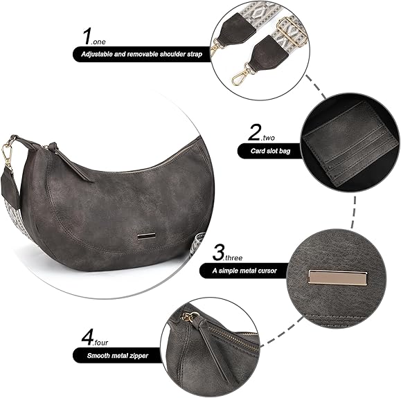 Ladies Small Saddle Crossbody Bag, Boho Style Shoulder Handbag, Premium Vegan Leather Messenger Purse