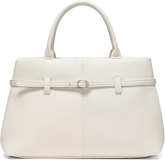 Women's Medium Vegan Leather Satchel Bag, Top Handle Work Handbag with Detachable Adjustable Shoulder Straps, Casual Daily Crossbody Purse for Ladies