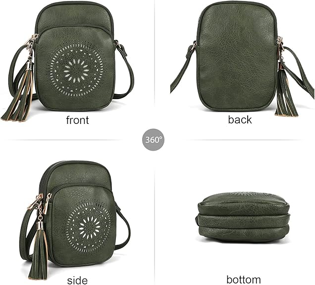Compact Boho Crossbody Phone Bag for Women, Teen & Girls, Summer Casual Triple Zip Mini Purse, Vegan Leather | Fits 6" Kindle, iPhone 17 Pro Max, Passport and Small Wallet