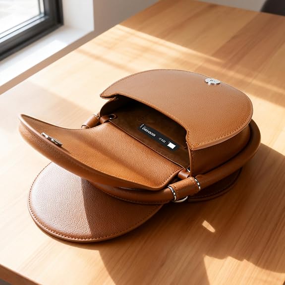 Leather Crossbody Bag for Women, Half-Moon Shoulder Bag & Top-Handle Handbag