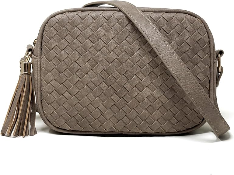 Woven Boho Crossbody Bag, Casual Summer Shoulder Purse for Ladies, Small Lightweight Cross Body Handbag with Large Capacity | Fits Mini Tablet, Long Wallet, Made of Premium Vegan Leather