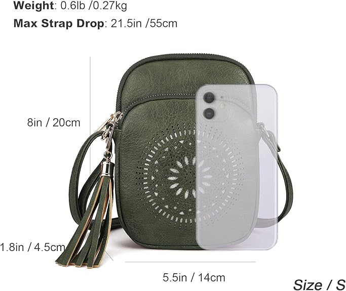 Compact Boho Crossbody Phone Bag for Women, Teen & Girls, Summer Casual Triple Zip Mini Purse, Vegan Leather | Fits 6" Kindle, iPhone 17 Pro Max, Passport and Small Wallet