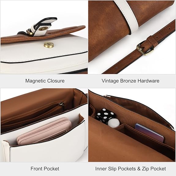 Crossbody Bags for Women,Small Saddle Purse and Boho Cross Body Handbags,Vegan Leather