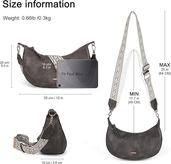 Ladies Small Saddle Crossbody Bag, Boho Style Shoulder Handbag, Premium Vegan Leather Messenger Purse