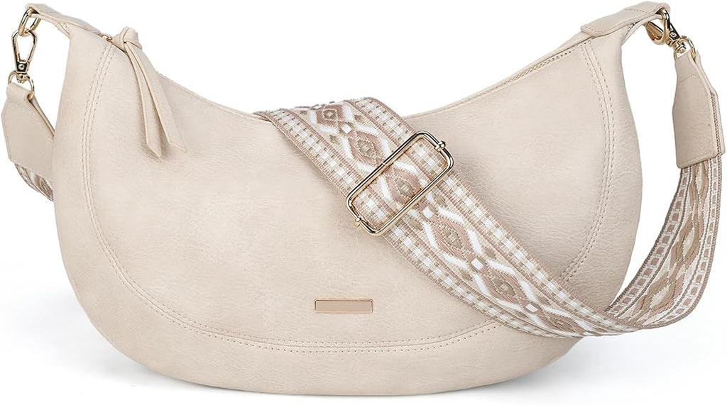 Ladies Small Saddle Crossbody Bag, Boho Style Shoulder Handbag, Premium Vegan Leather Messenger Purse