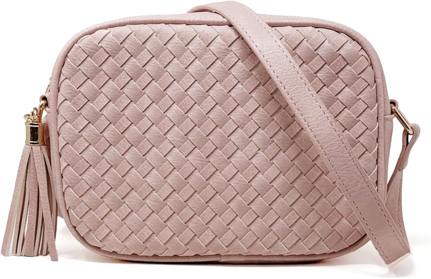 Woven Boho Crossbody Bag, Casual Summer Shoulder Purse for Ladies, Small Lightweight Cross Body Handbag with Large Capacity | Fits Mini Tablet, Long Wallet, Made of Premium Vegan Leather