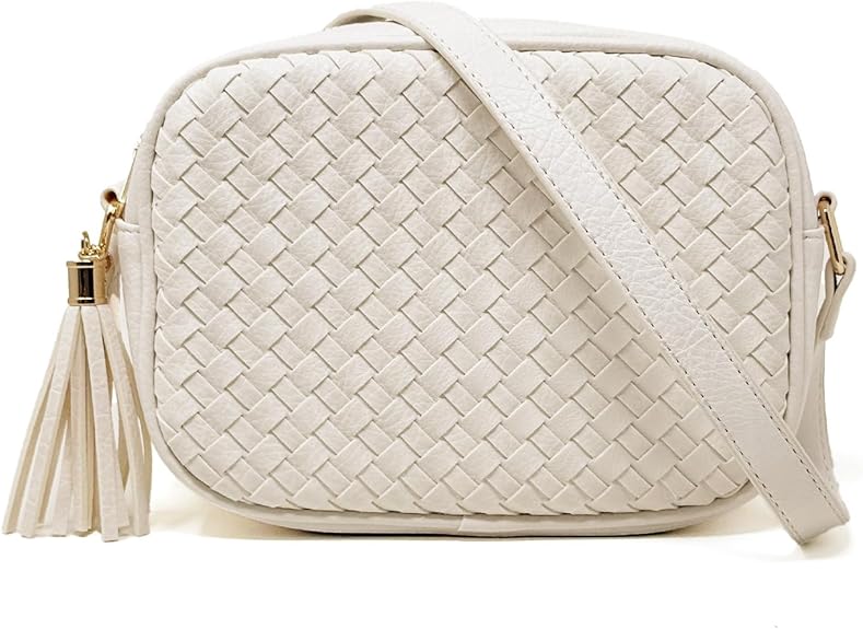 Woven Boho Crossbody Bag, Casual Summer Shoulder Purse for Ladies, Small Lightweight Cross Body Handbag with Large Capacity | Fits Mini Tablet, Long Wallet, Made of Premium Vegan Leather