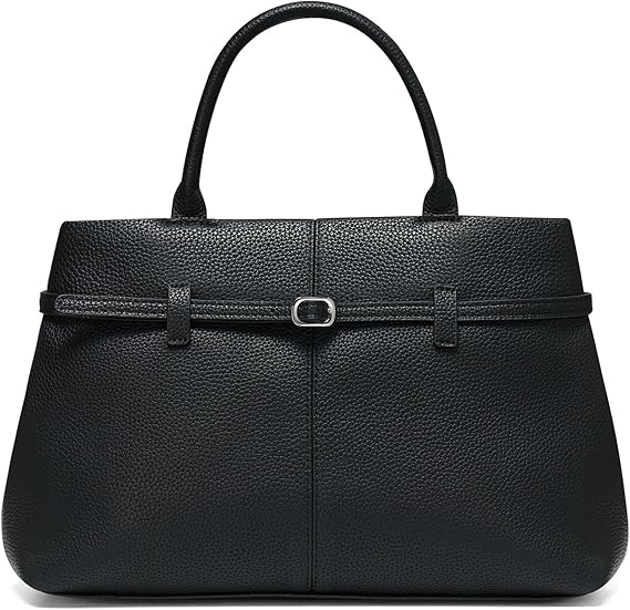 Women's Medium Vegan Leather Satchel Bag, Top Handle Work Handbag with Detachable Adjustable Shoulder Straps, Casual Daily Crossbody Purse for Ladies