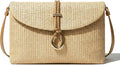 Women's Raffia Woven Clutch Purse, Boho Summer Beach Crossbody Handbag with Detachable Strap, Ideal for Vacation and Casual Outings
