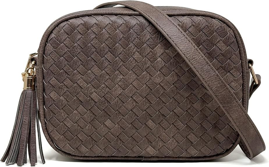 Woven Boho Crossbody Bag, Casual Summer Shoulder Purse for Ladies, Small Lightweight Cross Body Handbag with Large Capacity | Fits Mini Tablet, Long Wallet, Made of Premium Vegan Leather