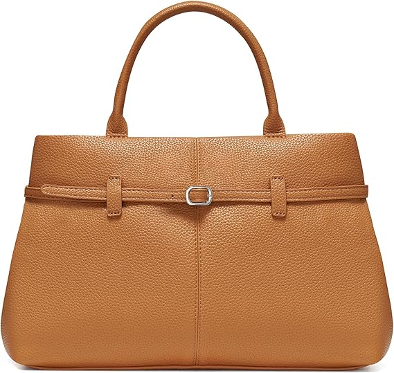 Women's Medium Vegan Leather Satchel Bag, Top Handle Work Handbag with Detachable Adjustable Shoulder Straps, Casual Daily Crossbody Purse for Ladies