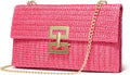 Women's Boho Raffia Shoulder Bag, Small Woven Straw Crossbody Bag, Summer Clutch Purse Perfect for Beach and Daily Use