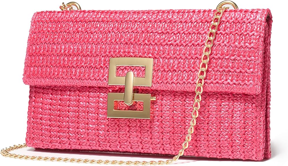 Women's Boho Raffia Shoulder Bag, Small Woven Straw Crossbody Bag, Summer Clutch Purse Perfect for Beach and Daily Use
